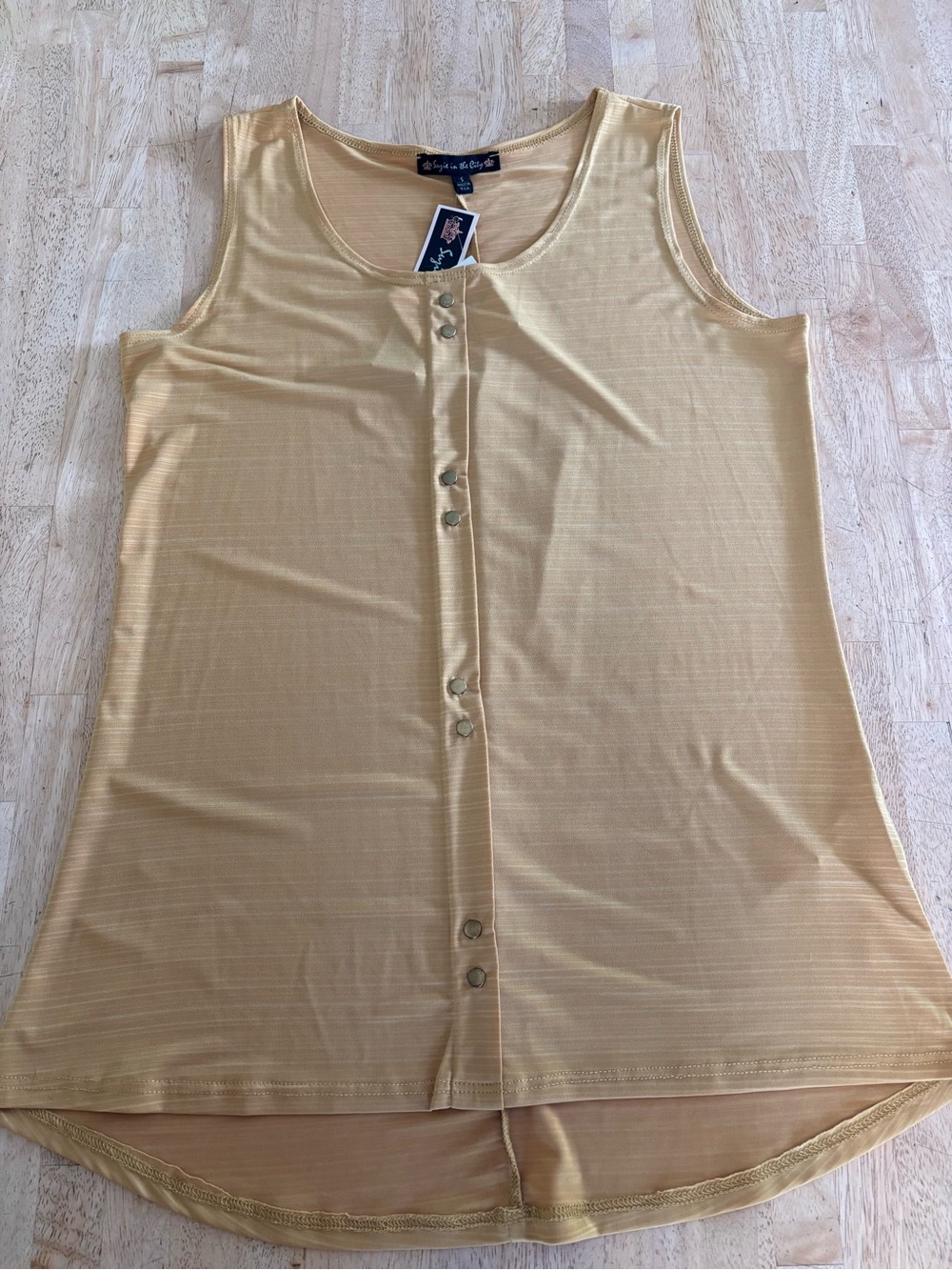 Suzie In The City Sleeveless Button-Front Tank Top - Light Yellow